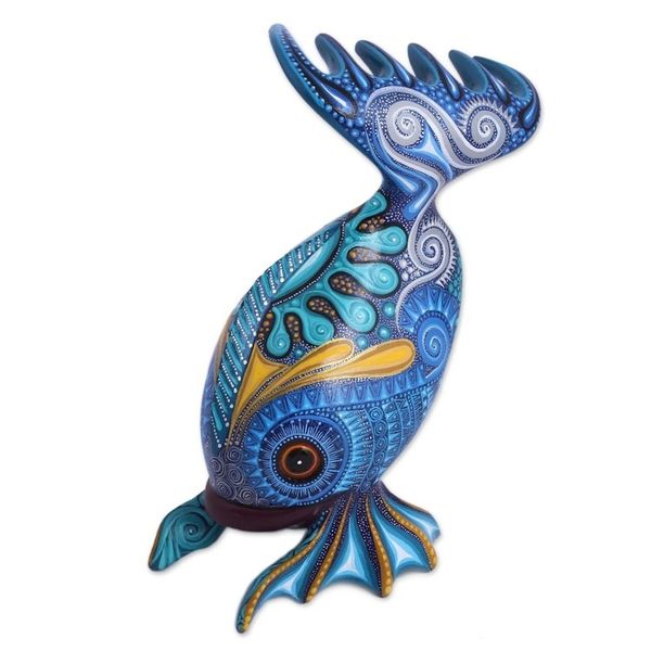Alternate image for Hand-Painted Wood Alebrije Fish Sculpture from Mexico Fish Handstand