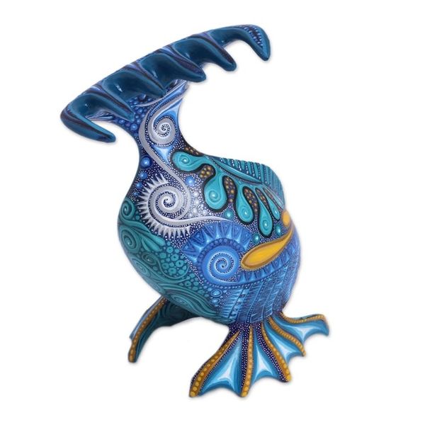 Alternate image for Hand-Painted Wood Alebrije Fish Sculpture from Mexico Fish Handstand