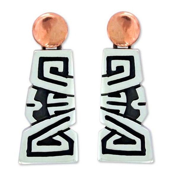 Alternate image for Sterling silver dangle earrings Solar Frieze