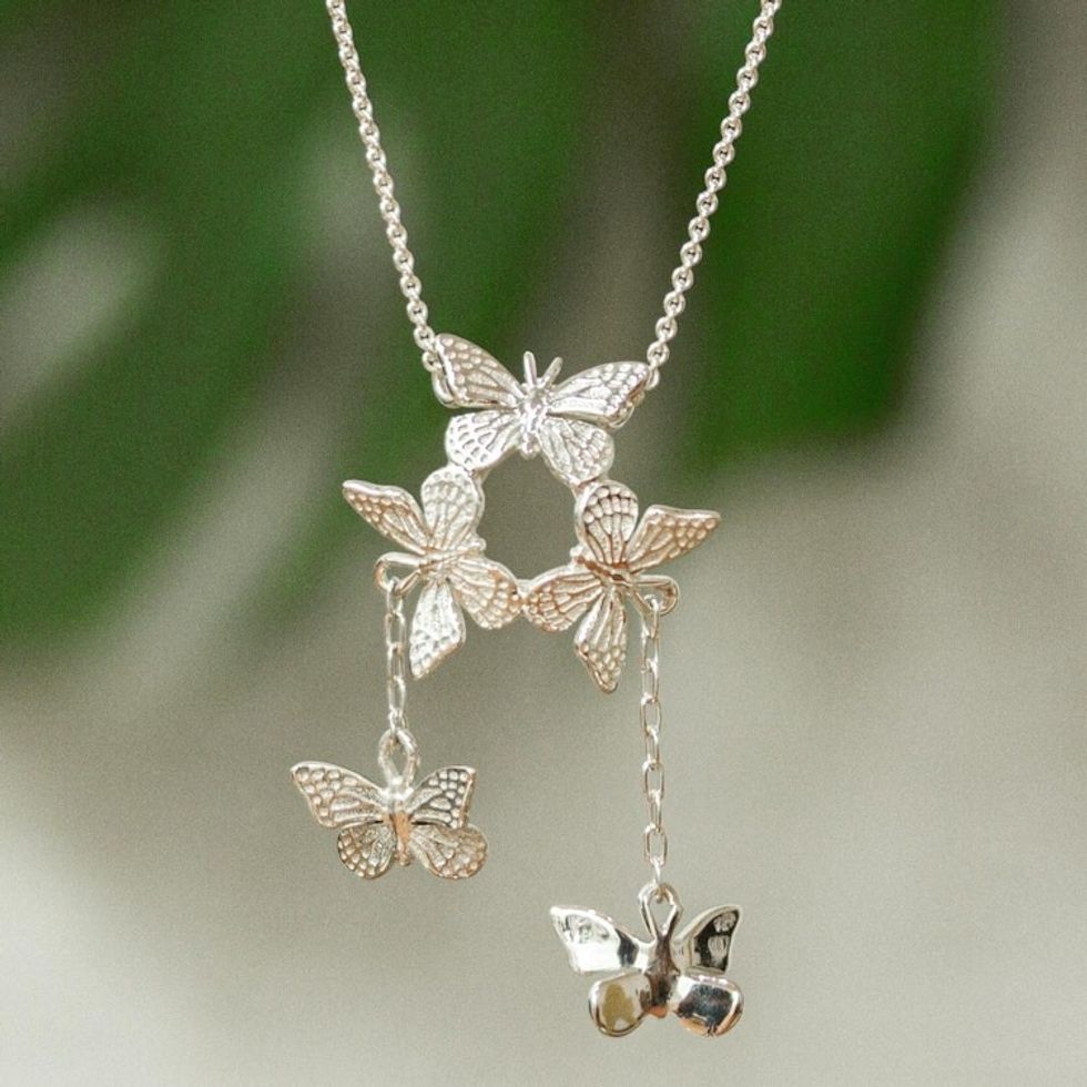 Butterfly Taxco Silver Statement Necklace 'Monarch Migration'