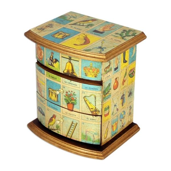 Alternate image for Mexican Bingo Decoupage on Wood Jewelry Box Mexican Loteria