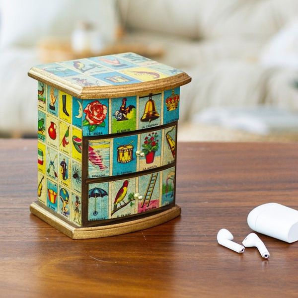 Alternate image for Mexican Bingo Decoupage on Wood Jewelry Box Mexican Loteria