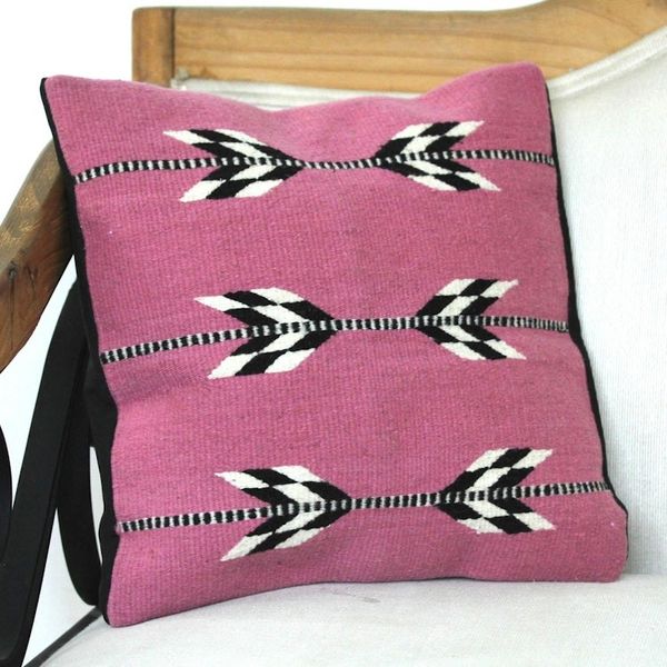 Alternate image for Wool Cushion Cover in Magenta from Mexico Chevron Beauty
