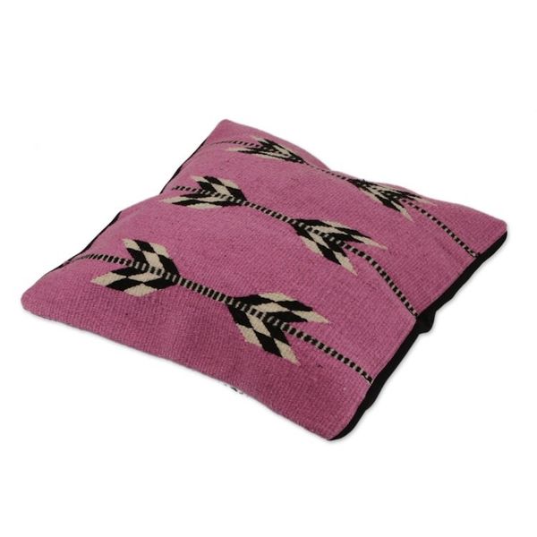Alternate image for Wool Cushion Cover in Magenta from Mexico Chevron Beauty