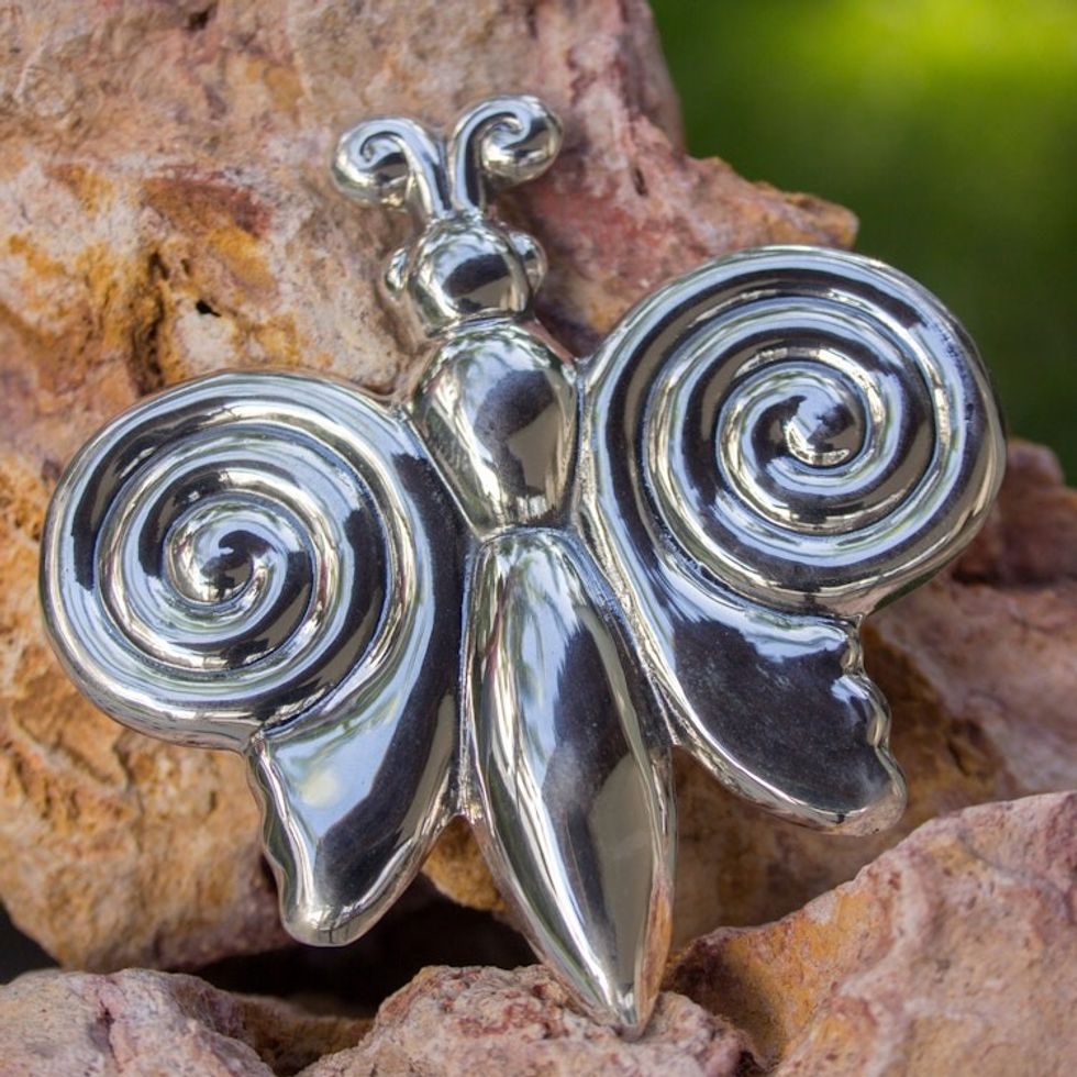 Sterling silver brooch pin pendant 'Bubble Butterfly'