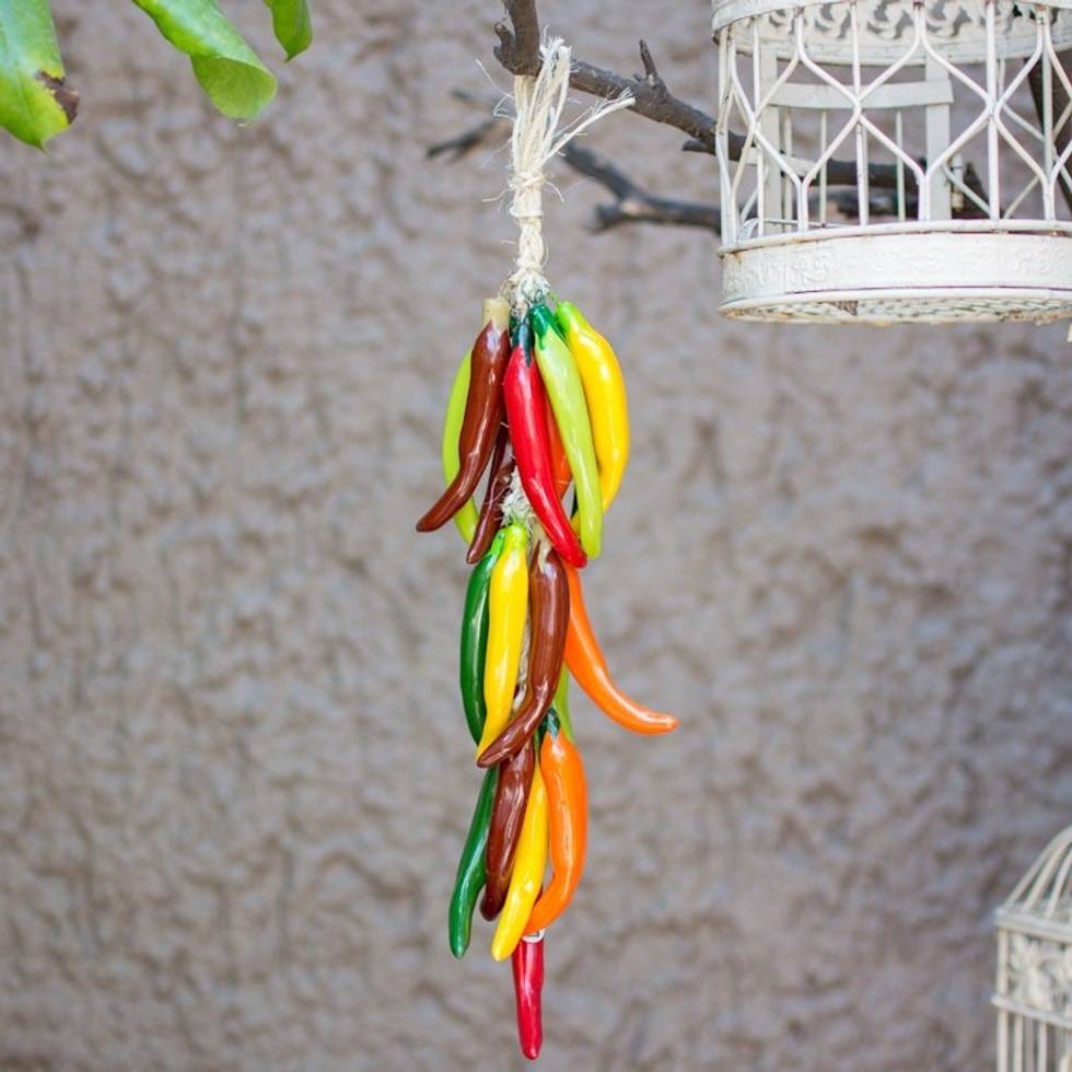 Ceramic Miracielo Pepper Decorative Ristra from Mexico 'Miracielo Bunch'