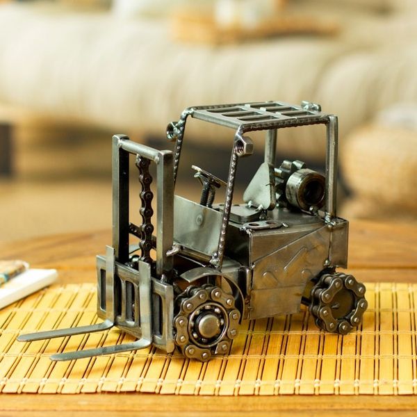 Alternate image for Upcycled Metal Auto Part Forklift Sculpture from Mexico Forklift