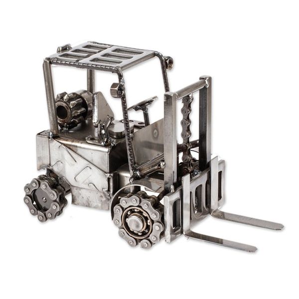 Alternate image for Upcycled Metal Auto Part Forklift Sculpture from Mexico Forklift