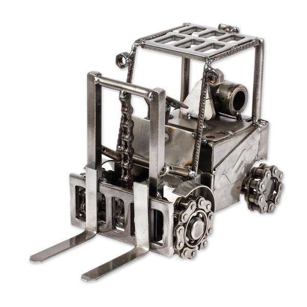 Alternate image for Upcycled Metal Auto Part Forklift Sculpture from Mexico Forklift