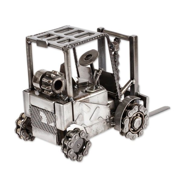Alternate image for Upcycled Metal Auto Part Forklift Sculpture from Mexico Forklift