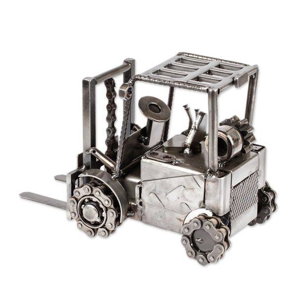 Alternate image for Upcycled Metal Auto Part Forklift Sculpture from Mexico Forklift