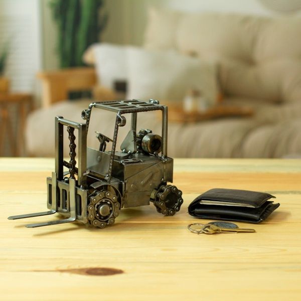 Alternate image for Upcycled Metal Auto Part Forklift Sculpture from Mexico Forklift