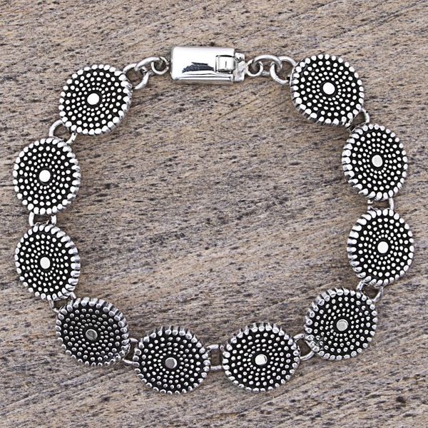 Alternate image for Sterling Silver Link Bracelet with Dot Motif Mexico Little Suns