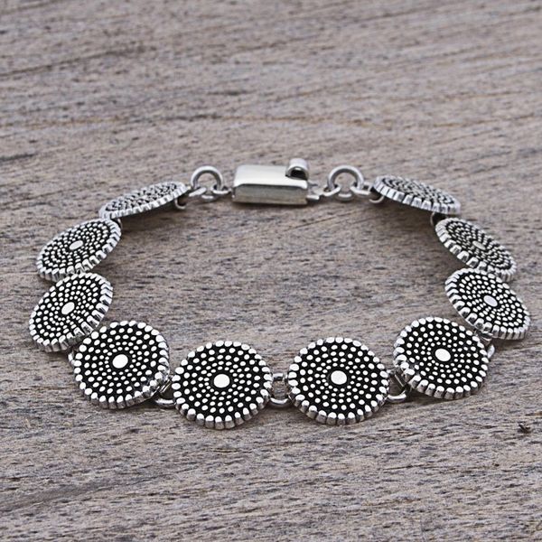 Alternate image for Sterling Silver Link Bracelet with Dot Motif Mexico Little Suns