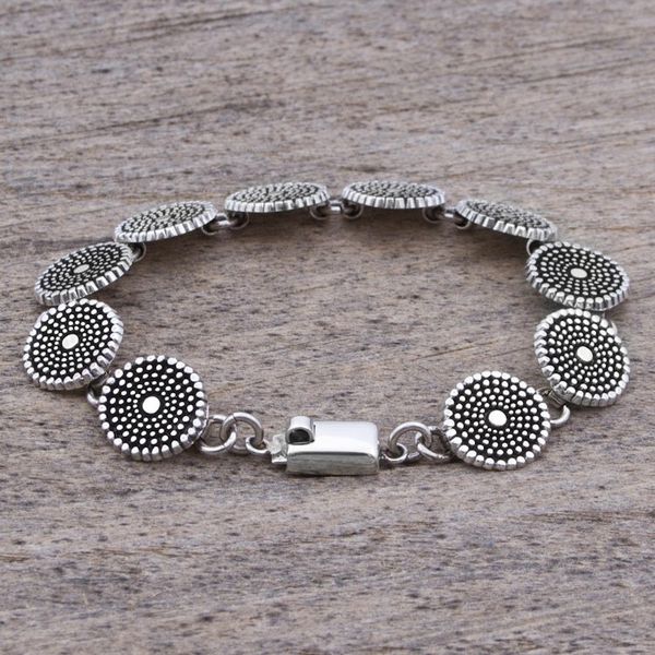 Alternate image for Sterling Silver Link Bracelet with Dot Motif Mexico Little Suns