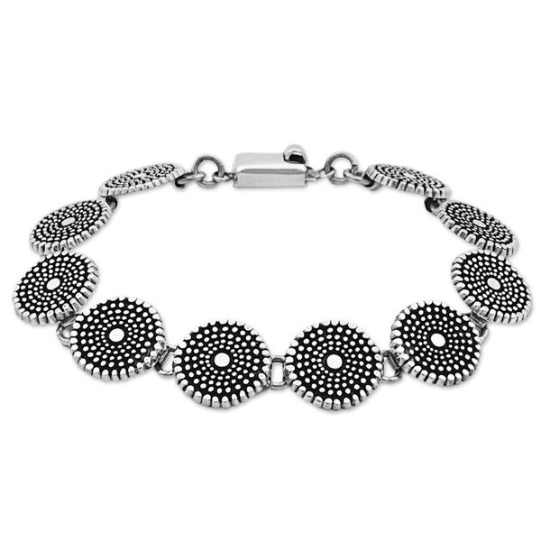 Alternate image for Sterling Silver Link Bracelet with Dot Motif Mexico Little Suns
