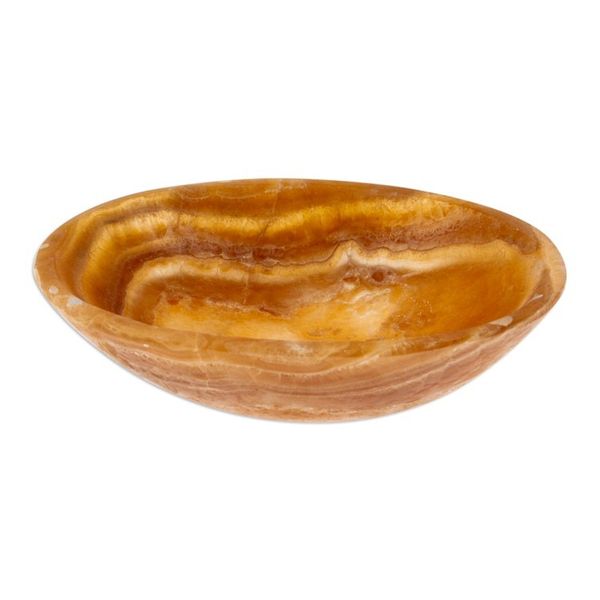 Alternate image for Handmade Onyx Decorative Bowl with Brown Lines from Mexico Brown Layers