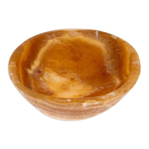 Alternate image for Handmade Onyx Decorative Bowl with Brown Lines from Mexico Brown Layers