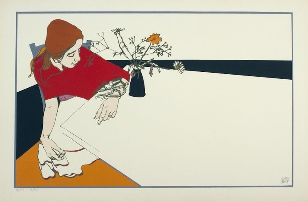 Signed Numbered 35-Inch Silkscreen Print Depicting a Woman 'Phyllis'