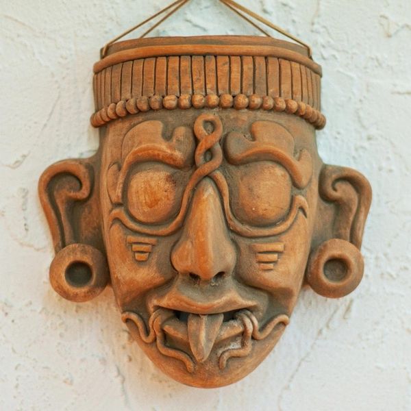 Alternate image for Maya God of Sun Ceramic Wall Mask Replica Crafted by Hand Maya Lord Kinich Aha
