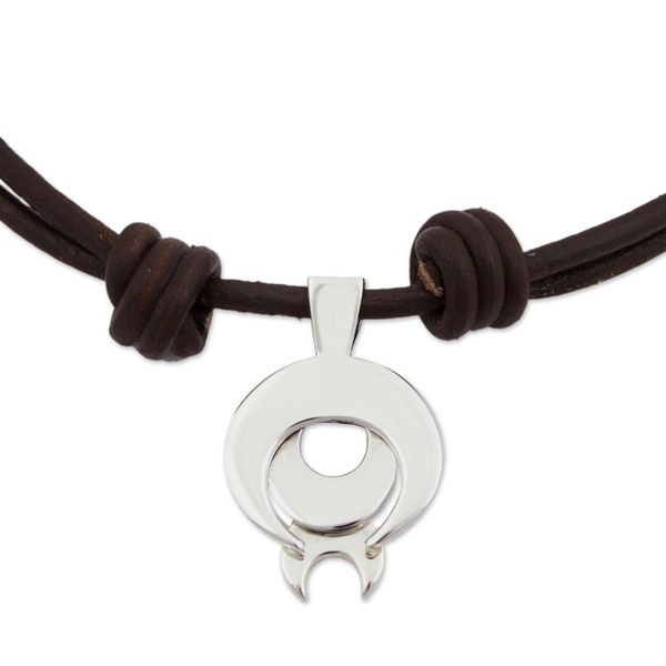 Alternate image for Taxco Sterling Silver Capricorn Pendant Necklace from Mexico Capricorn Moon