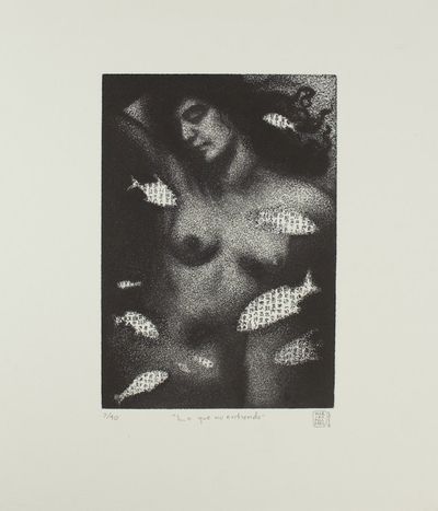 Alternate image for Black and White Nude Etching Print What I Dont Understand