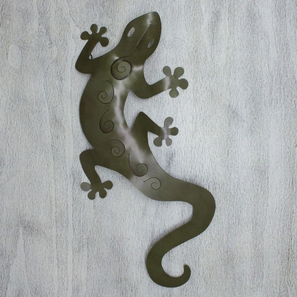 Iron wall adornment 'Tropical Gecko'