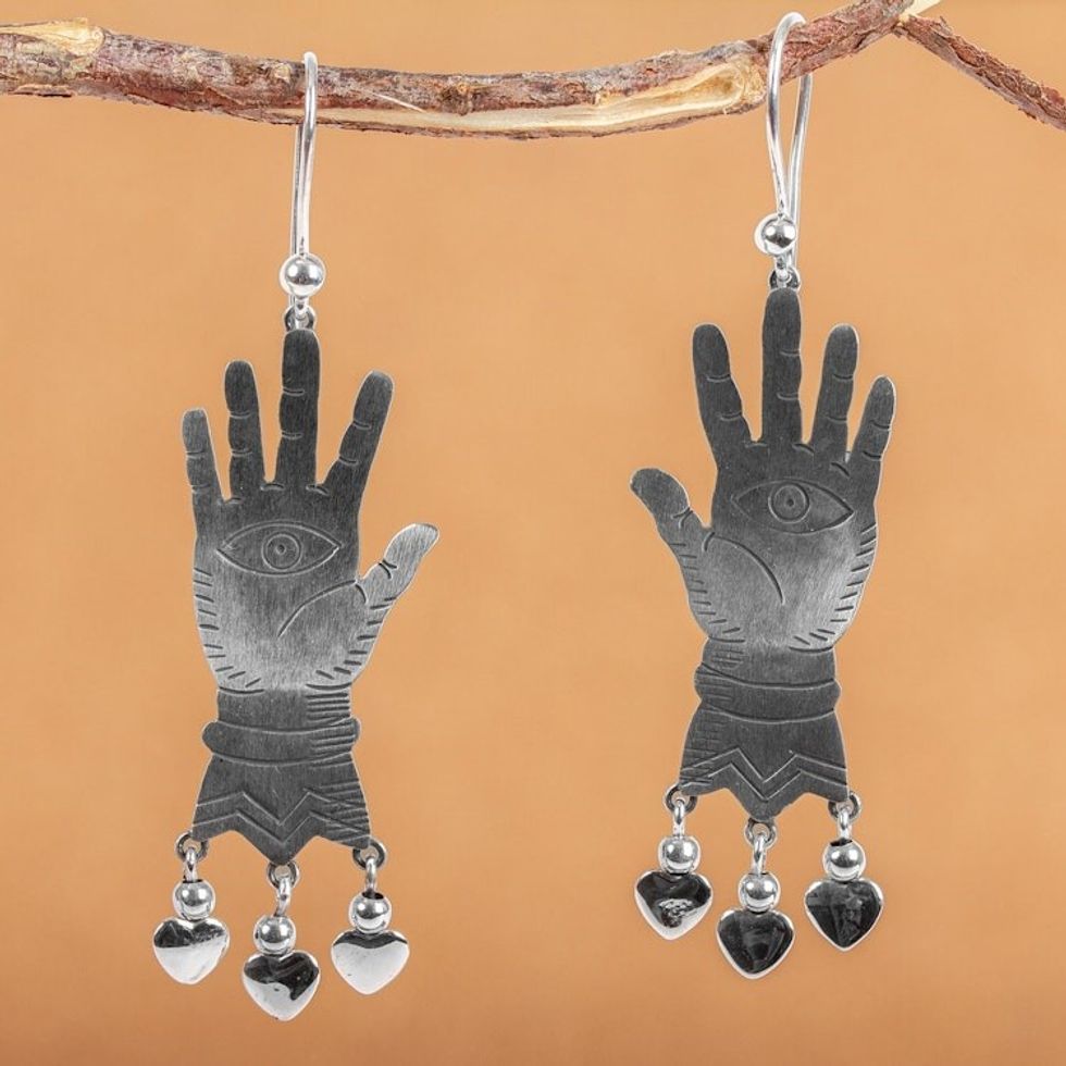 Sterling Silver Earrings Taxco Artisan Jewelry 'All-Seeing Eyes'
