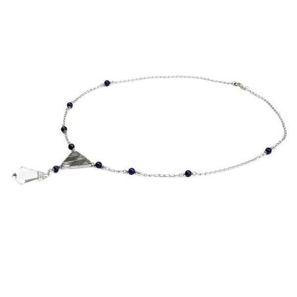 Alternate image for Glass Pendulum Handcrafted Silver Lapis Lazuli Necklace Pyramid Prism