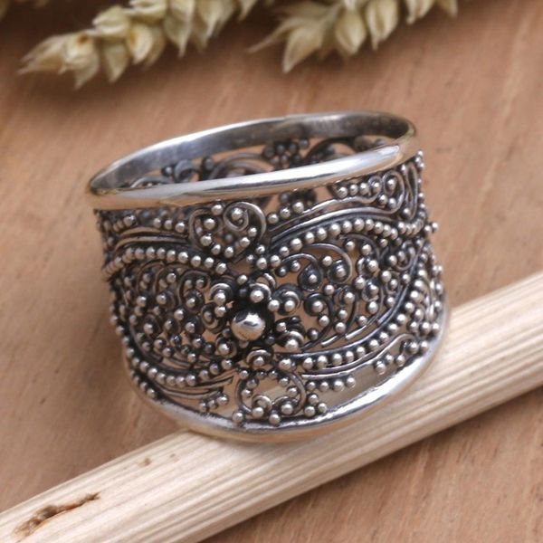 Alternate image for Openwork Sterling Silver Band Ring from Bali Elegant Affection