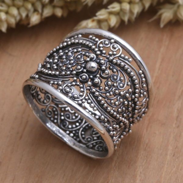Alternate image for Openwork Sterling Silver Band Ring from Bali Elegant Affection