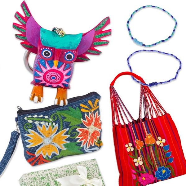 Alternate image for Curated Gift Box 2 Bags-Alebrije Key Chain-Bracelets Colors of Mexico