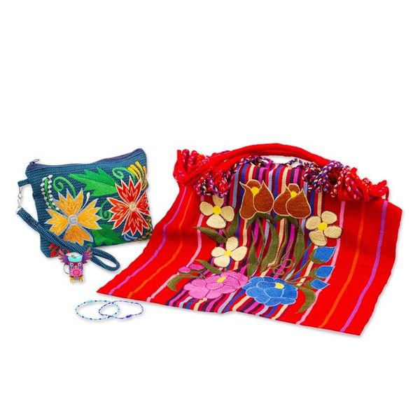 Alternate image for Curated Gift Box 2 Bags-Alebrije Key Chain-Bracelets Colors of Mexico