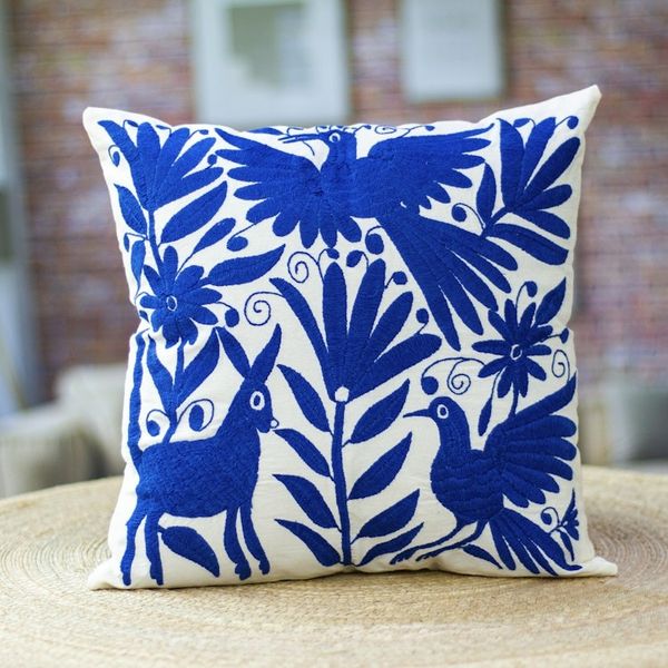 Alternate image for Otomi Cushion Cover-Ceramic Planter--Miracles Heart Wall Art Mexico Style
