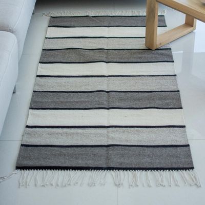 Alternate image for Zapotec Handwoven Rug in Undyed Natural Wool 2_5 x 5 Essential Earth