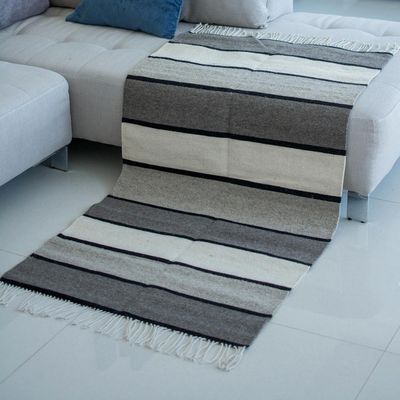 Alternate image for Zapotec Handwoven Rug in Undyed Natural Wool 2_5 x 5 Essential Earth