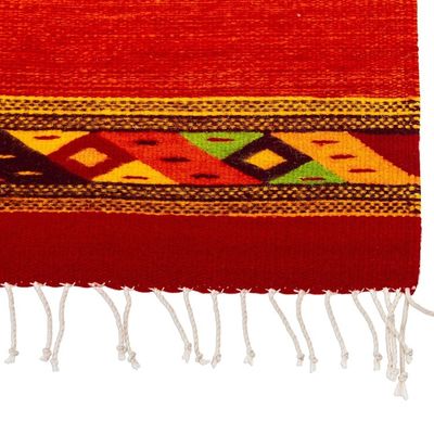 Alternate image for Zapotec Hand Crafted Red Wool Area Rug 2.5x5 Red Diamonds