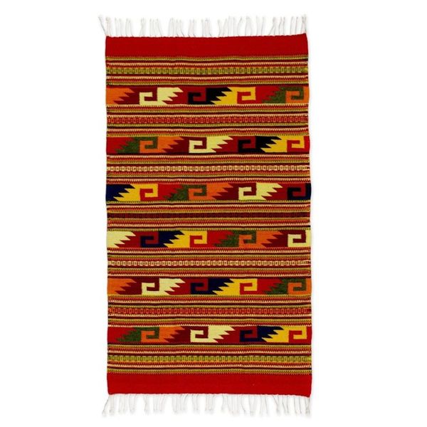 Alternate image for Mexican Zapotec Area Rug 2.5x5 Wave Frieze