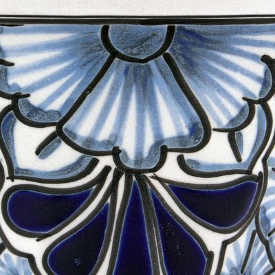 Alternate image for Hand Painted Cobalt Flower Pot 4.7 Inch Diameter Cobalt Garden