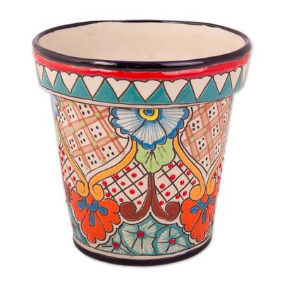 Alternate image for Talavera Style Colorful Floral Ceramic Flower Pot 6.5 inch Sunlit Garden