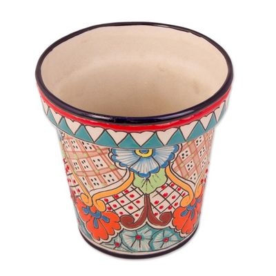 Alternate image for Talavera Style Colorful Floral Ceramic Flower Pot 6.5 inch Sunlit Garden