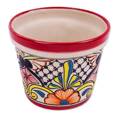 Alternate image for Ceramic Flower Pot from Mexico 6.25 Inch Diameter Colorful Mercado