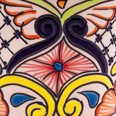 Alternate image for Ceramic Flower Pot from Mexico 6.25 Inch Diameter Colorful Mercado