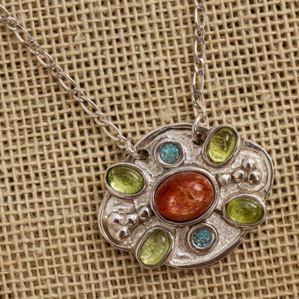 Alternate image for Sunstone Peridot and Recon. Turquoise Necklace from Mexico Light of Summer