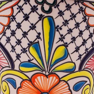 Alternate image for Handmade Ceramic Flower Pot 7.5 Inch Diameter Colorful Mercado
