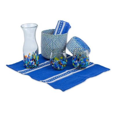 Alternate image for Host Gift Box with 2 Glasses-Carafe-Basket-from Mexico Colorful