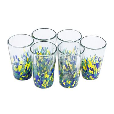 Alternate image for Colorful Recycled Glass Tumblers 16 Oz., Set of 6 Tropical Confetti