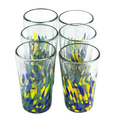 Alternate image for Colorful Recycled Glass Tumblers 16 Oz., Set of 6 Tropical Confetti