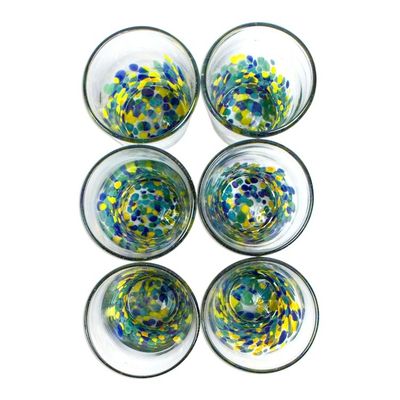 Alternate image for Colorful Recycled Glass Tumblers 16 Oz., Set of 6 Tropical Confetti