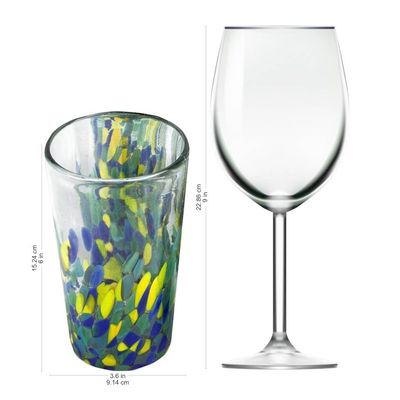 Alternate image for Colorful Recycled Glass Tumblers 16 Oz., Set of 6 Tropical Confetti